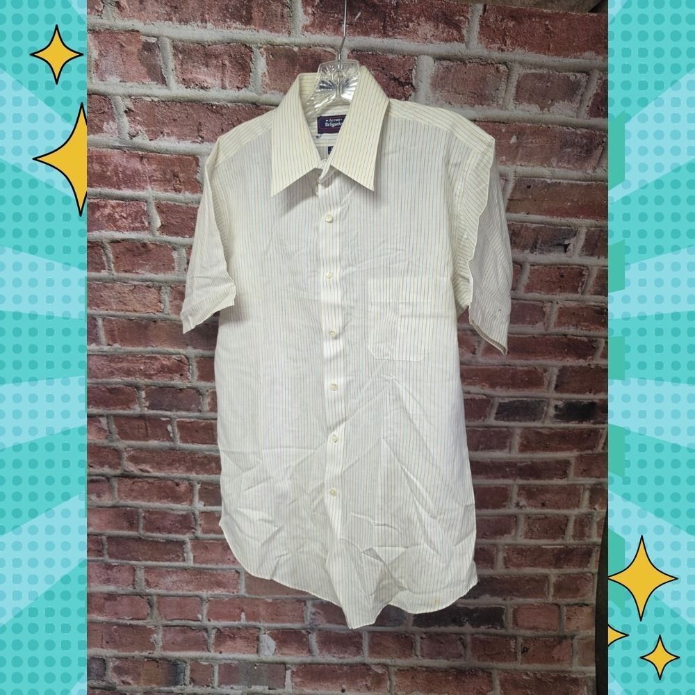 Vintage Men's ARROW BRIGADE Short Sleeves Casual Shirt Dagger‎ Collar Size 16